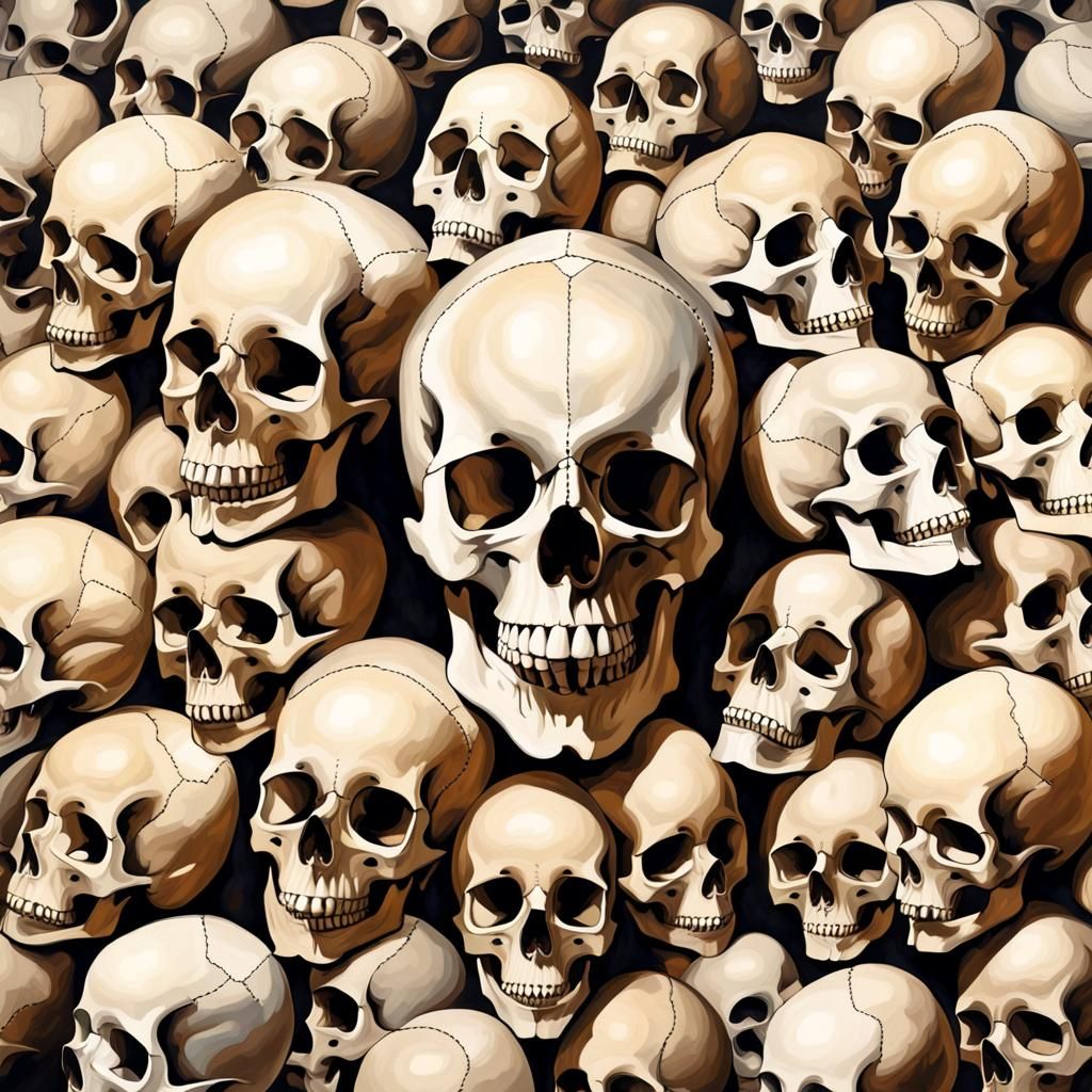 Sinister Skull Collage in Digital Art Style