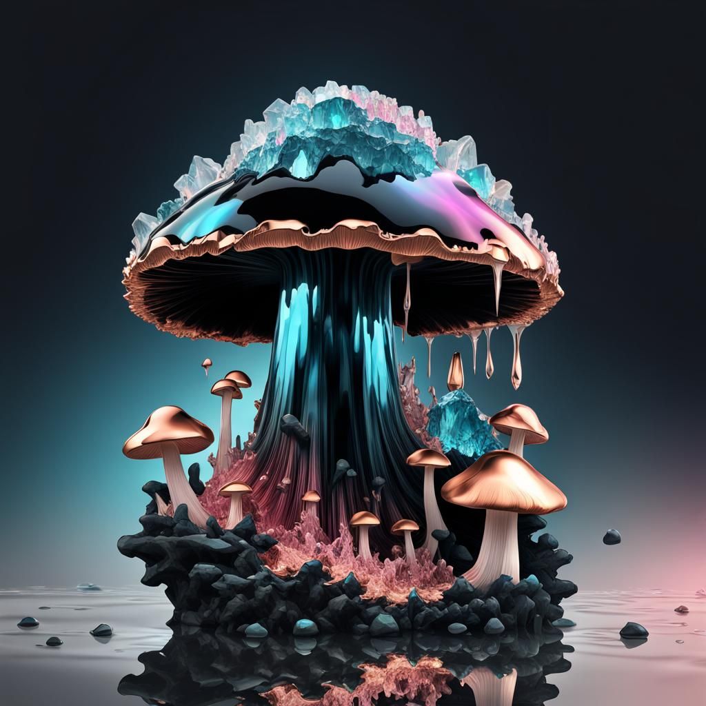 Hybrid Elemental Tourmaline Topaz Mushroom