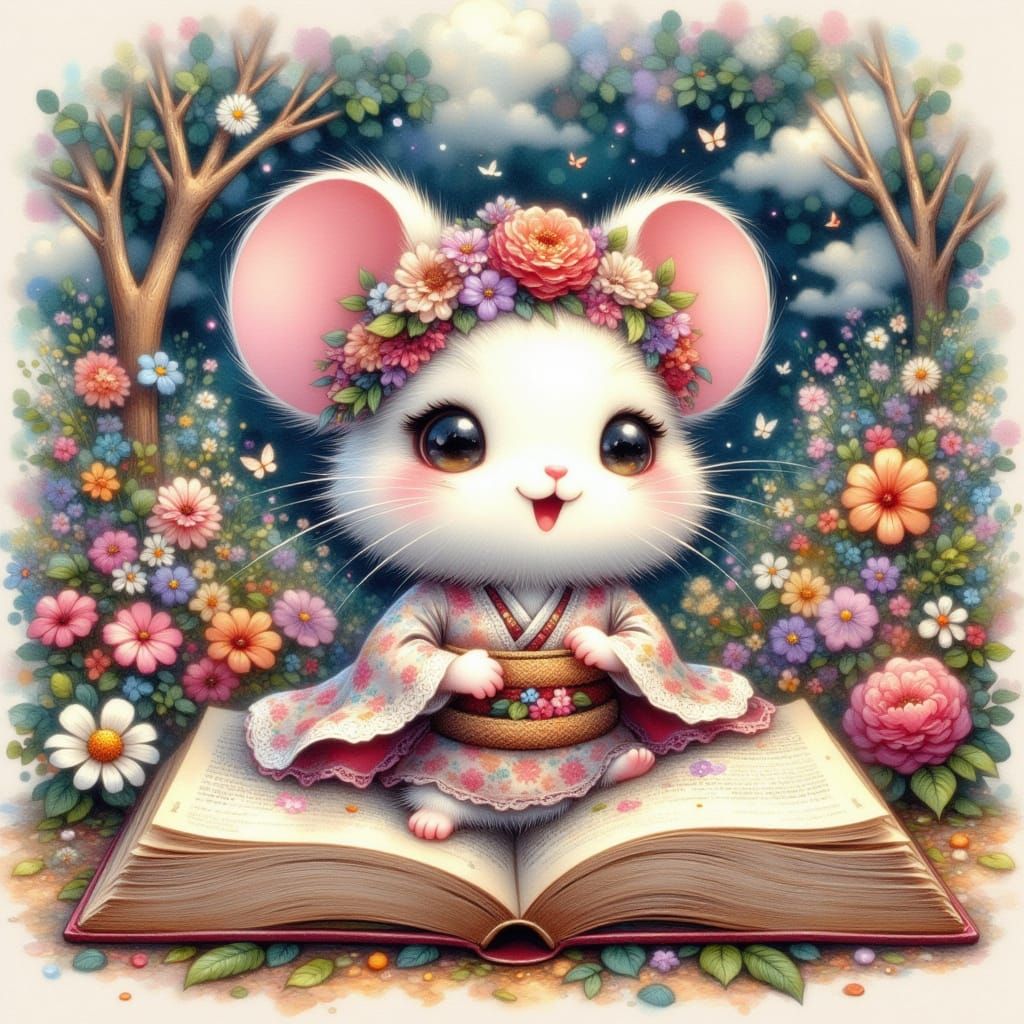 Magical Scene Leaps from Open Book in Doodle Sketch Art