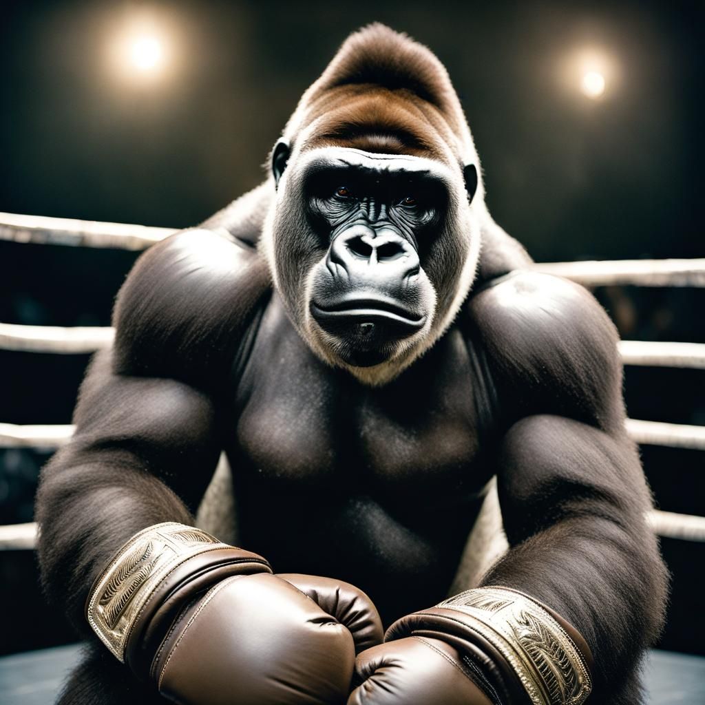 Obese Silverback Gorilla Boxer Holds Heavyweight Belt