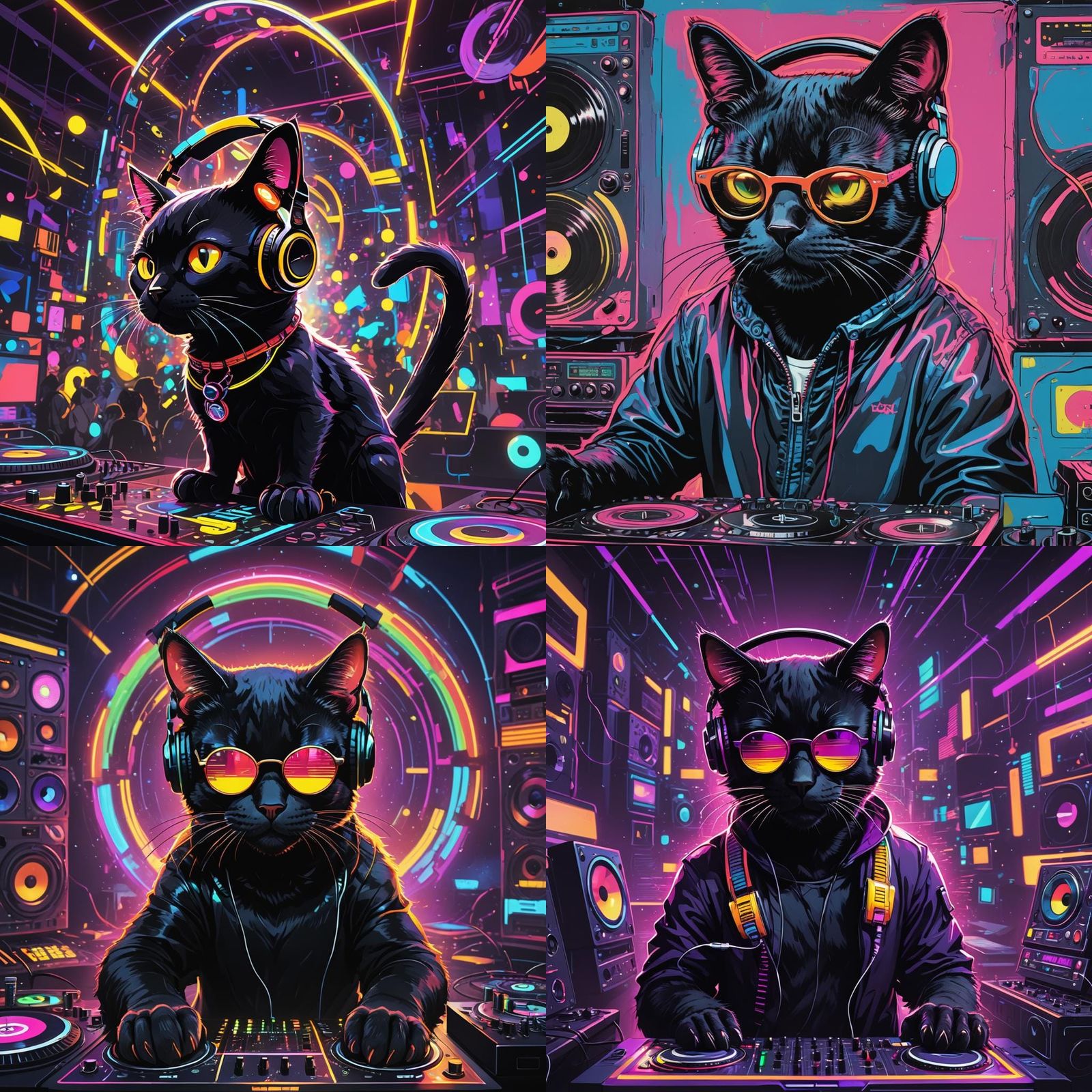 Cool Cat DJ Spinning Records in Nightclub