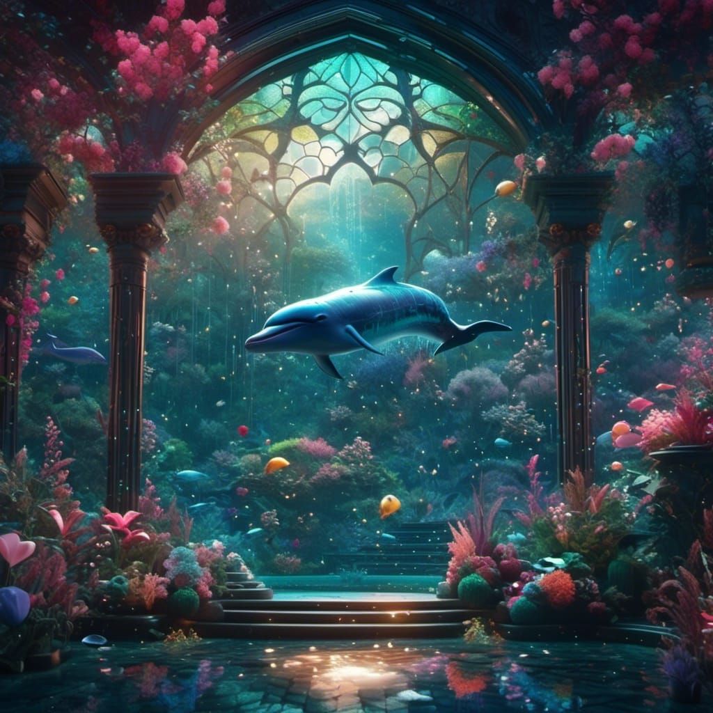 Mosaic Dolphin in Deep Color