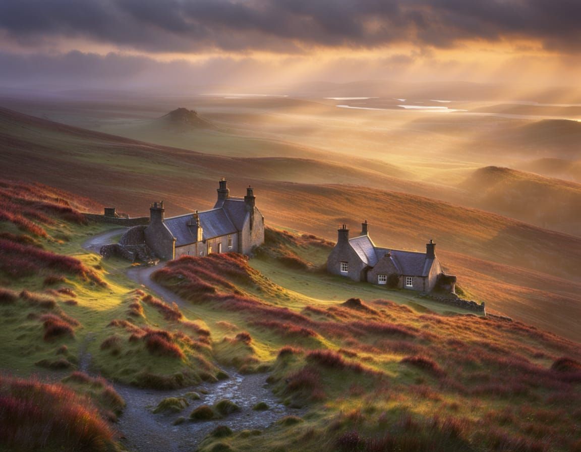 Mystical Scottish Moorland at Dawn