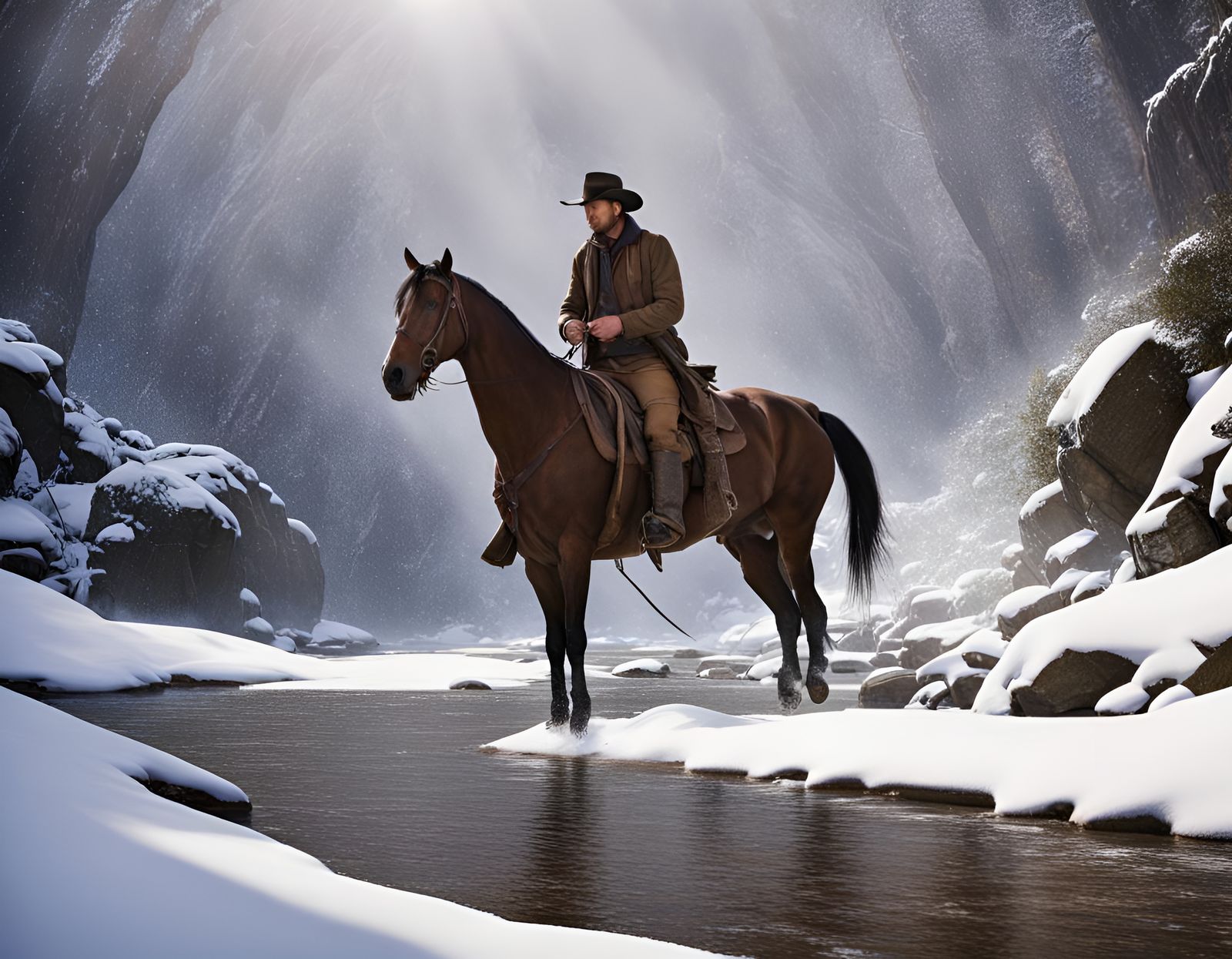 Man On a Solitary Snowy River