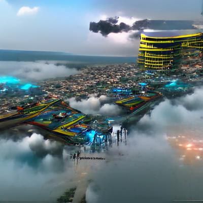 Cyberpunk Kinshasa: 3D City in the Clouds