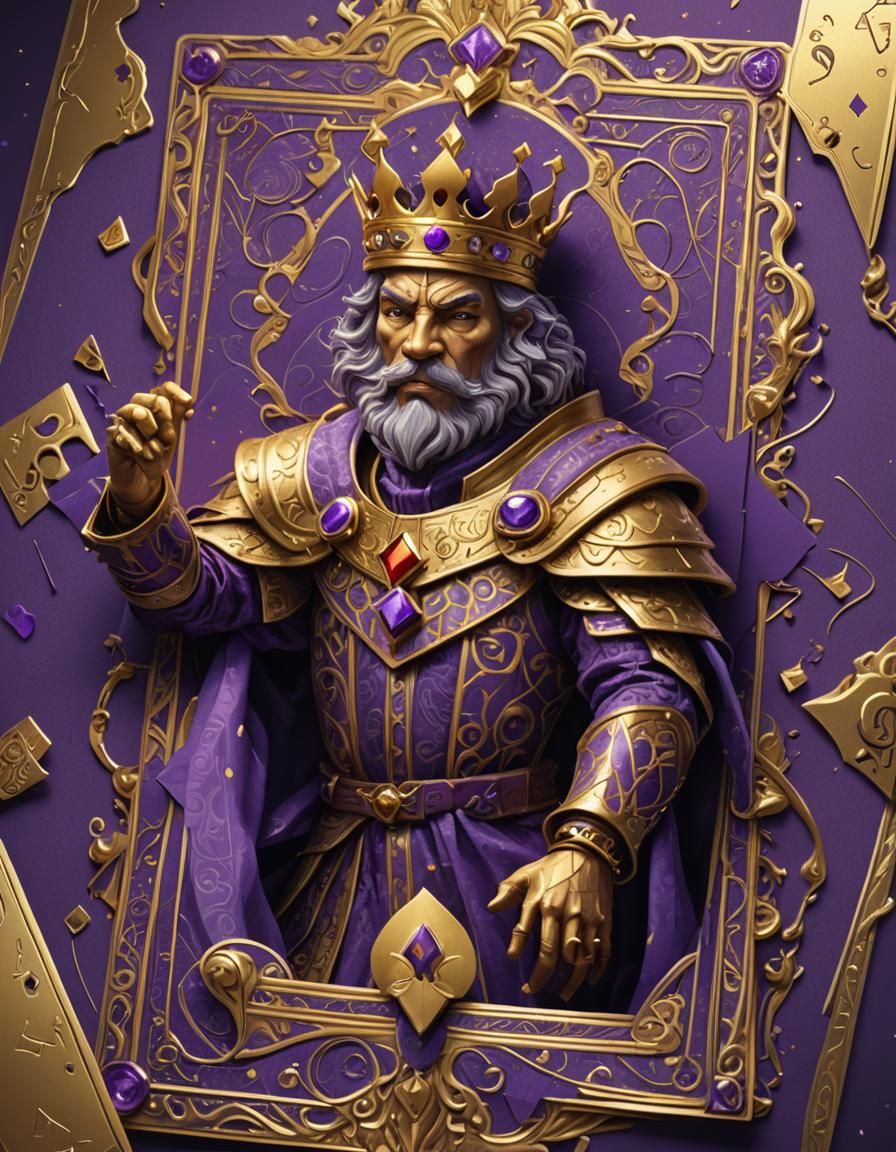Majestic 3D King Emerging from Card: Fantasy Art
