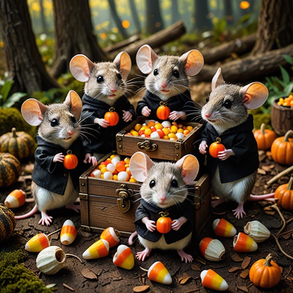 Mischievous Mice in Pirate Costumes for Halloween