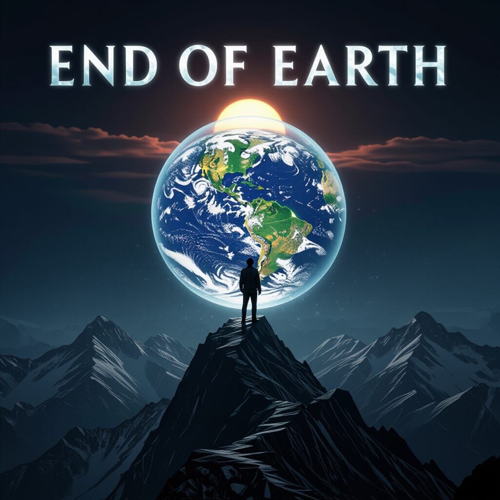 Man Gazes at Miniature Earth in Dark Fantasy Art