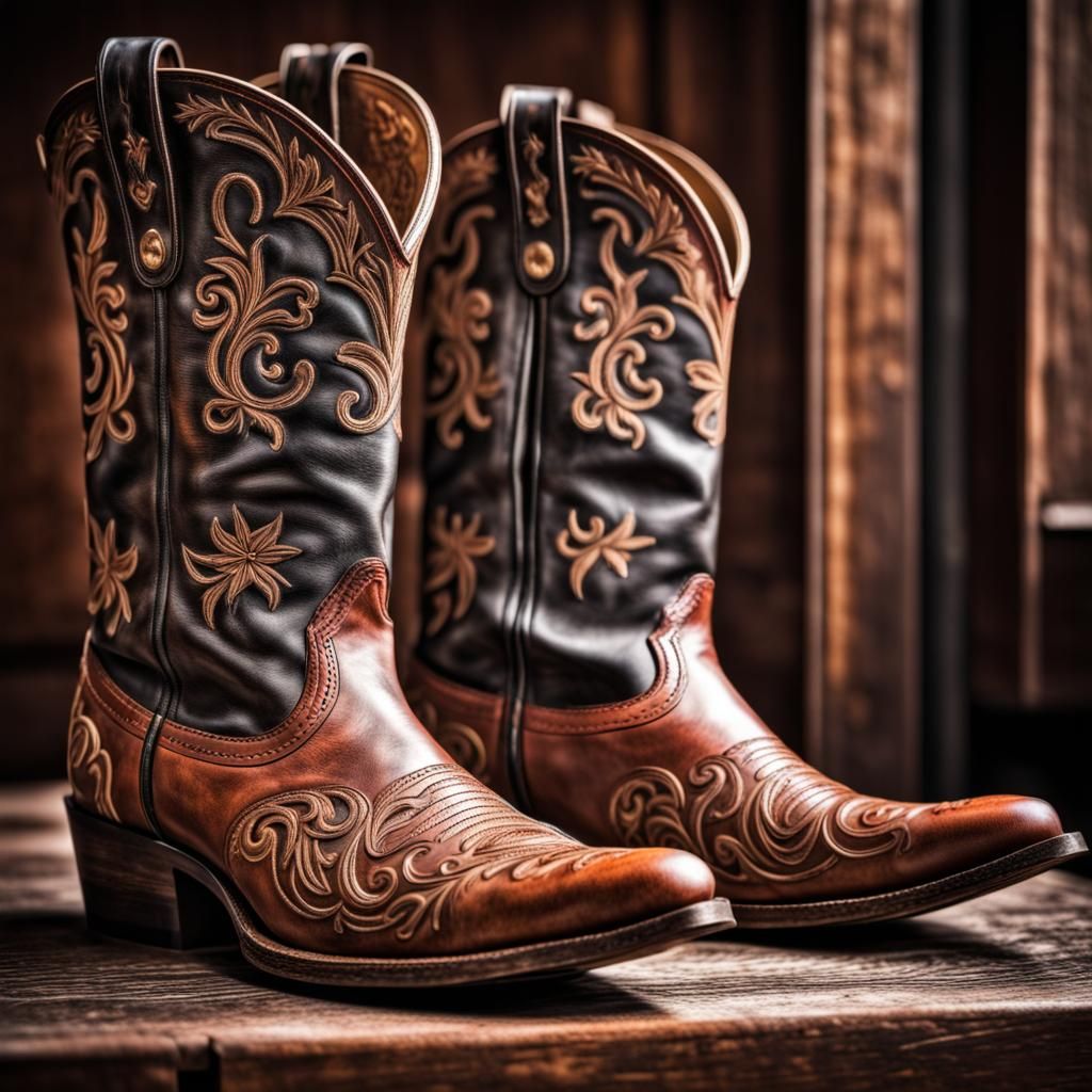Hyperrealistic Cowboy Boots in Cinematic Style