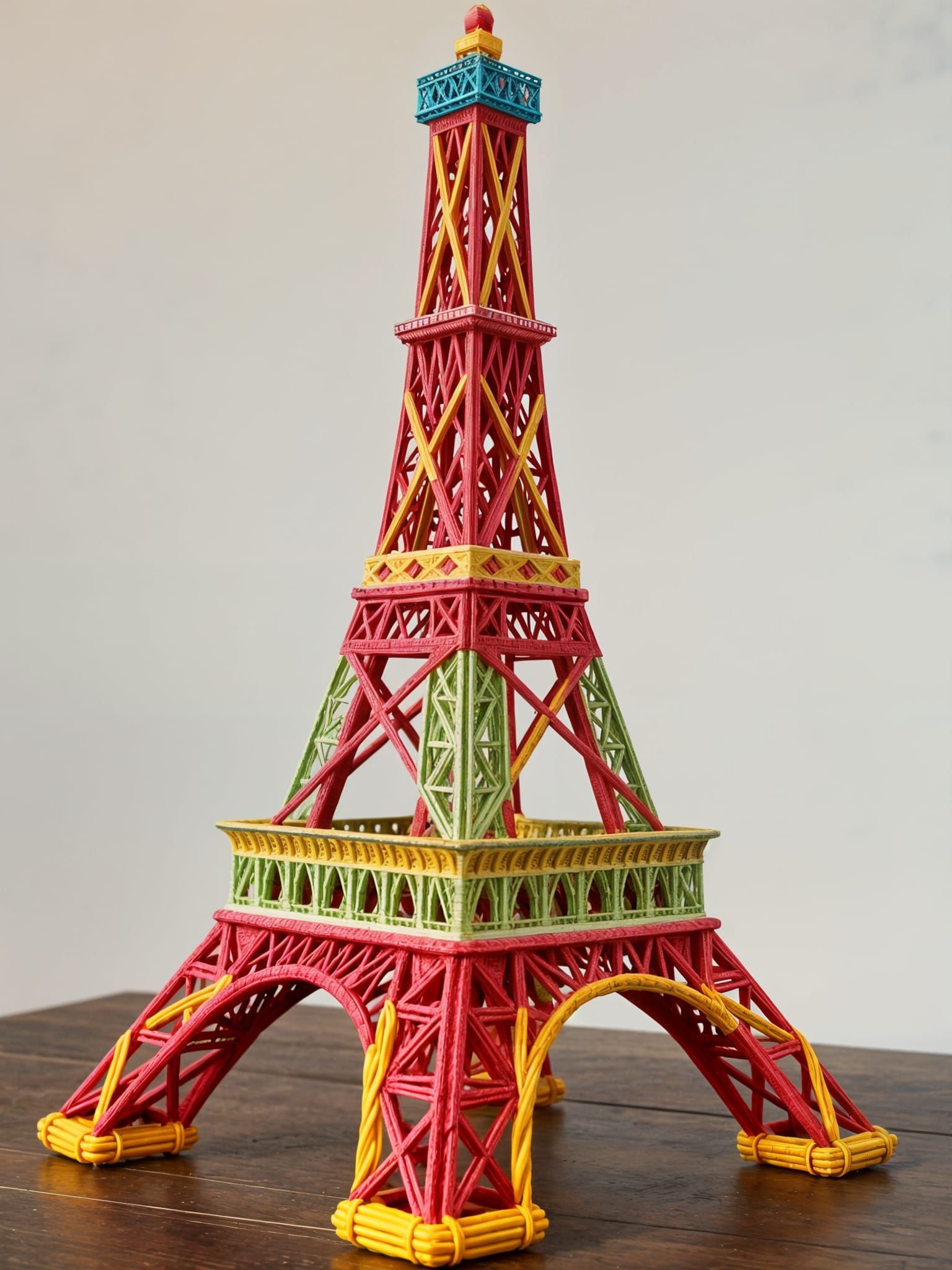 Eiffel Tower Built From Interwoven Colorful Strings