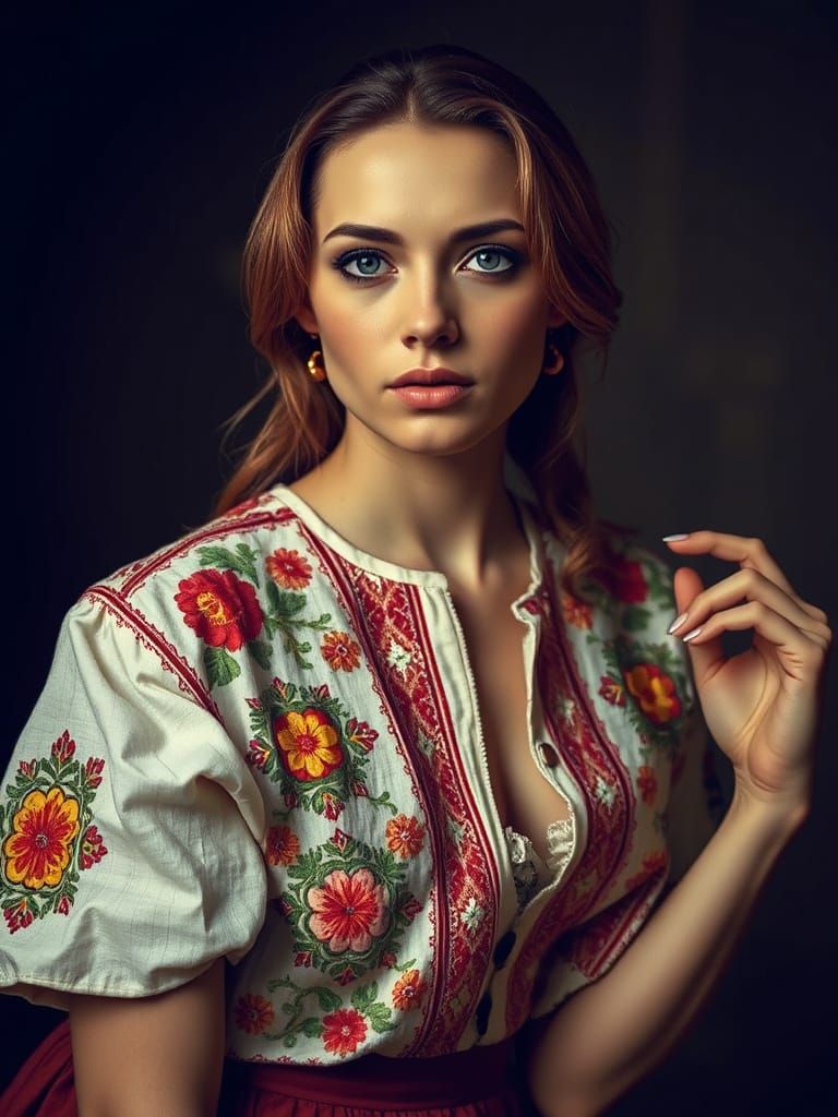 Mystical Folk Beauty in Pre-Raphaelite Style