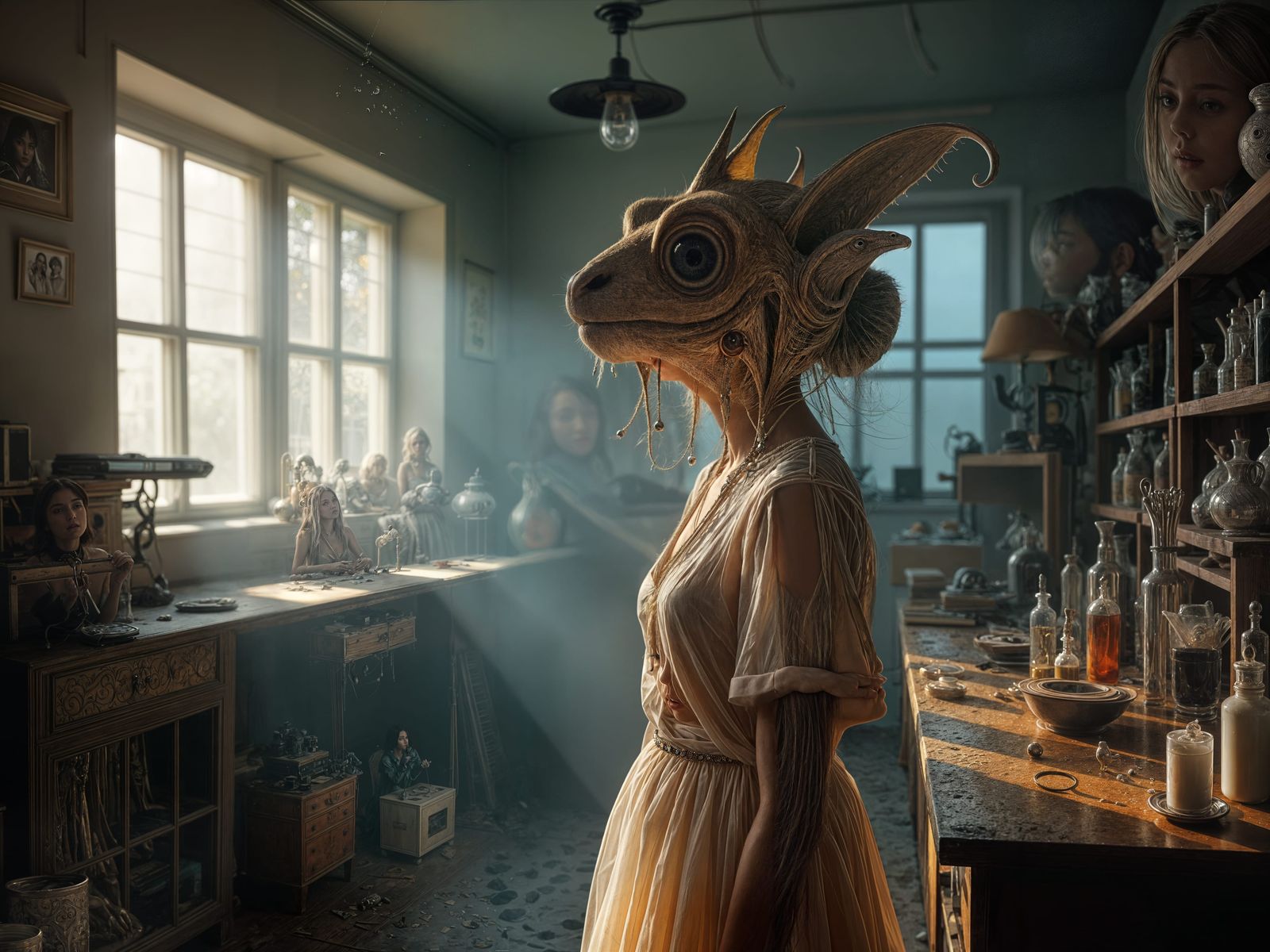 Surreal Portraits in Cluttered Lab: Hyperrealistic 8K