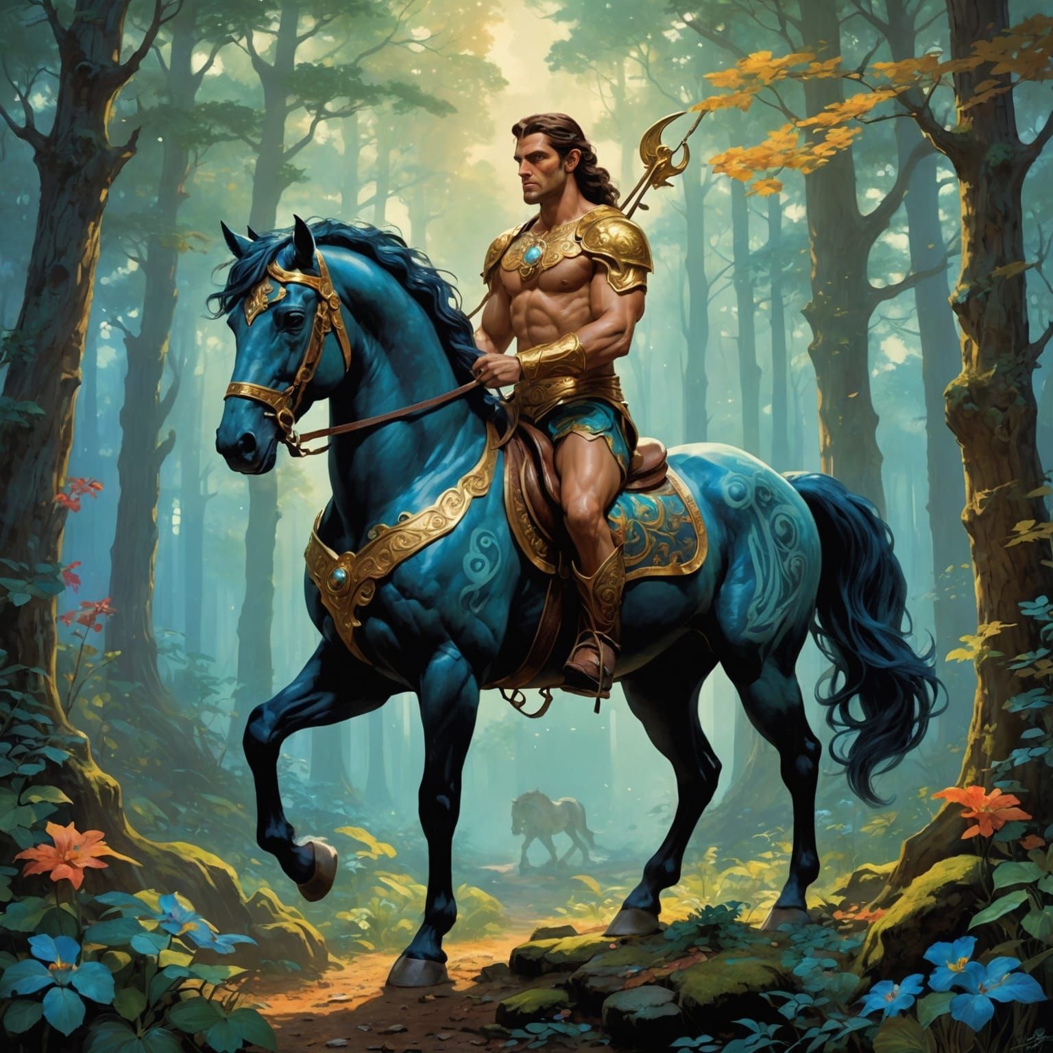 Majestic Centaur in Forest, Renaissance Painting