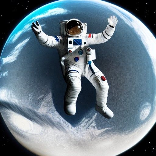 Astronaut Holding Earth in Collapsing Galaxy