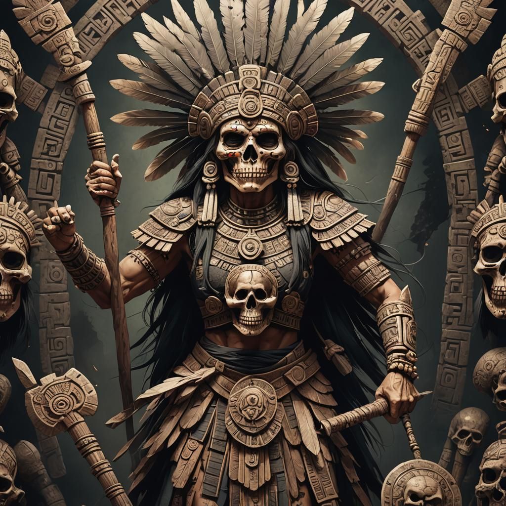 Aztec Goddess Cihuacoatl: Warrior Mother in Dark HD