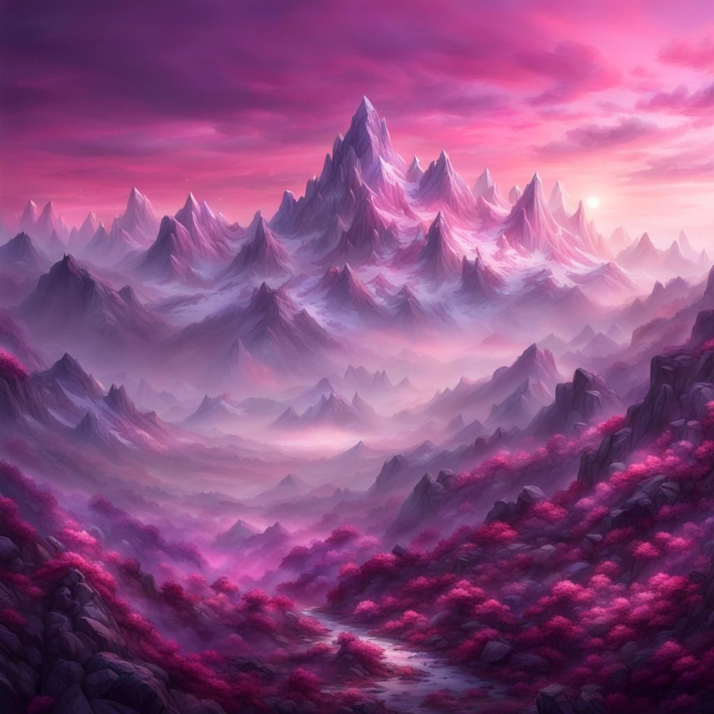 Misty Mountain Landscape in Digital Matte Painting Style