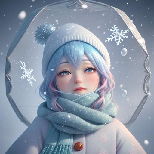 Adorable Anime Cucumber in Winter Wonderland