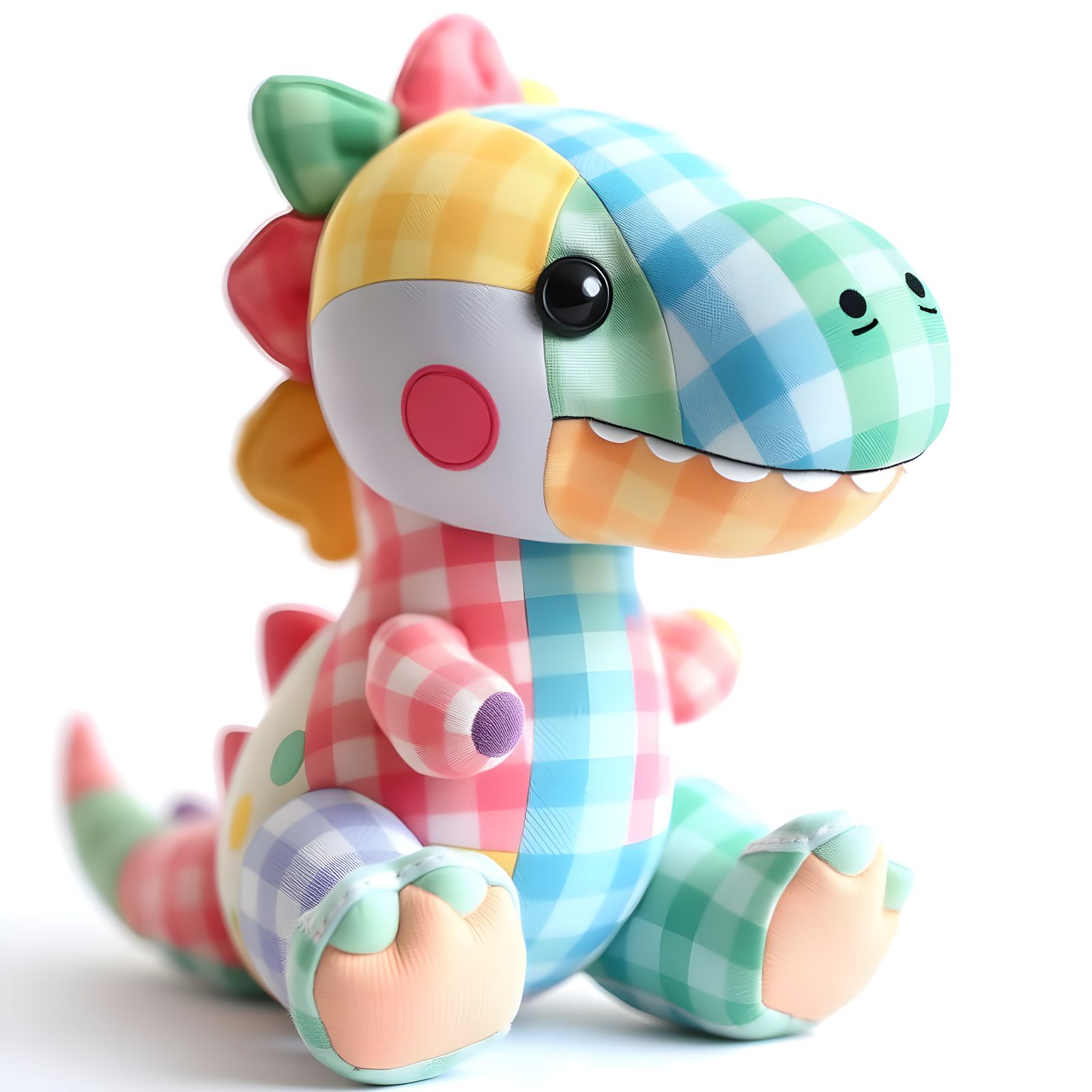Adorable Gingham Patchwork Baby T-Rex Stuffed Animal