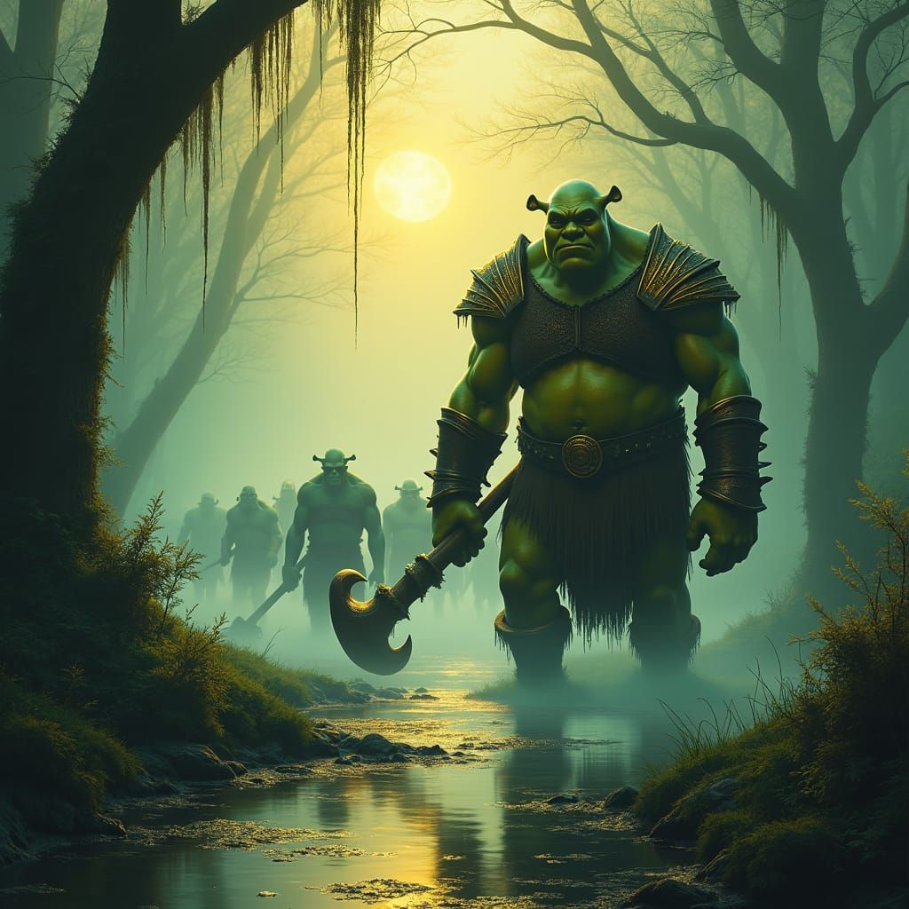 Ogre Army Marching Through Mystical Swamp