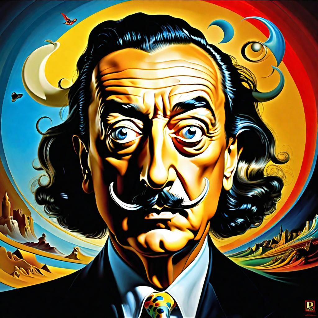 Surreal Cartoon Portrait Inspired by Salvador Dali