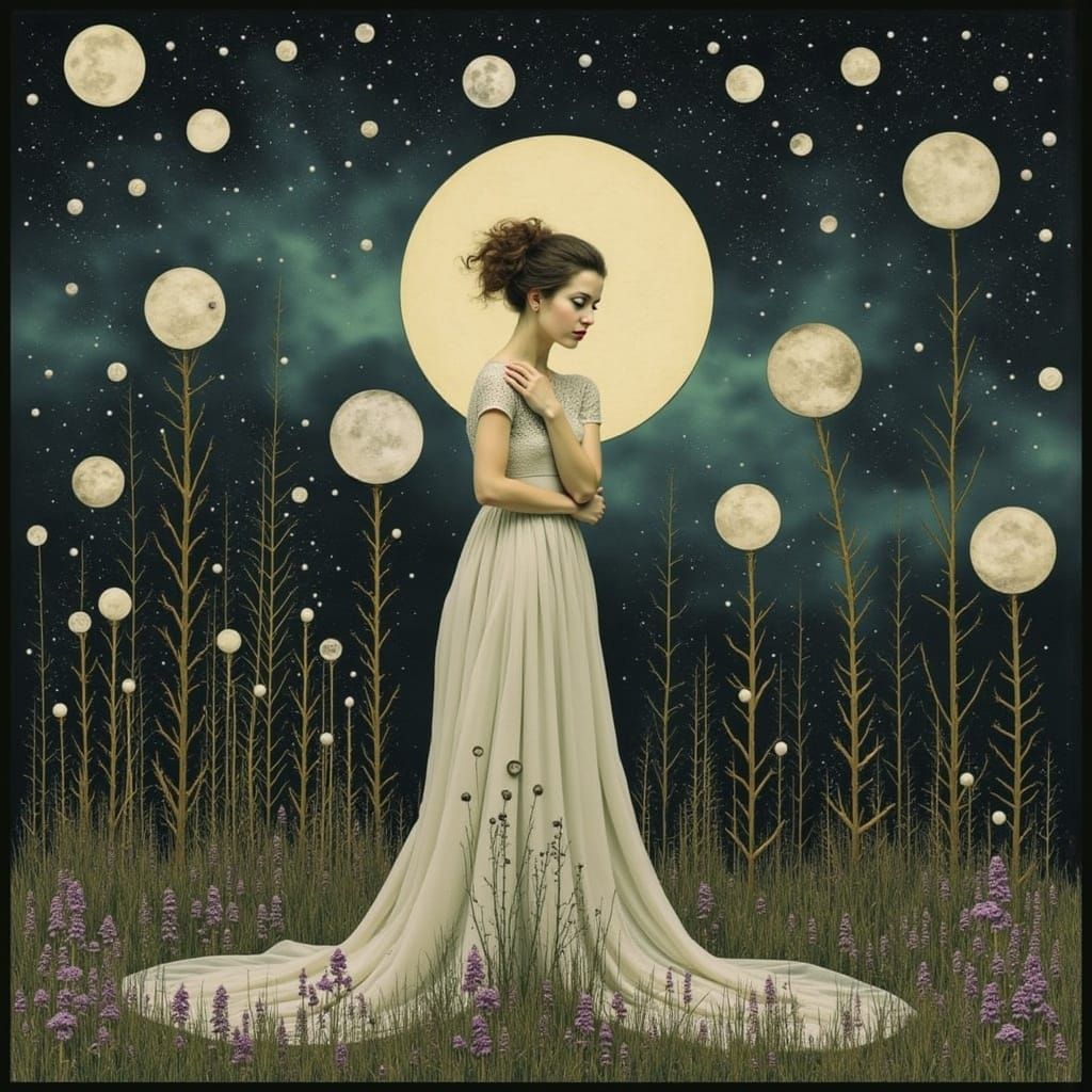 Surreal Collage: Whispered Desire to the Moon
