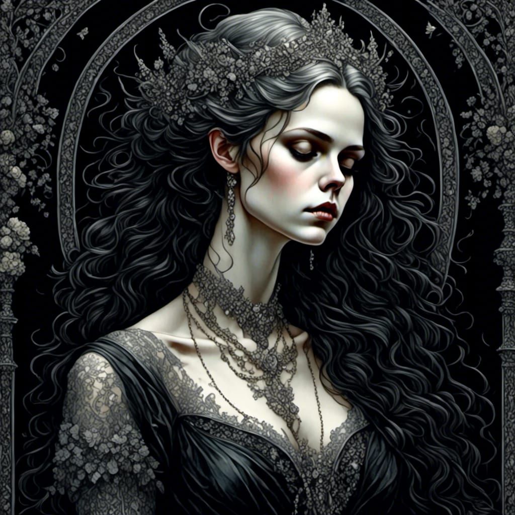 Gothic Glamour in Moody Black and White