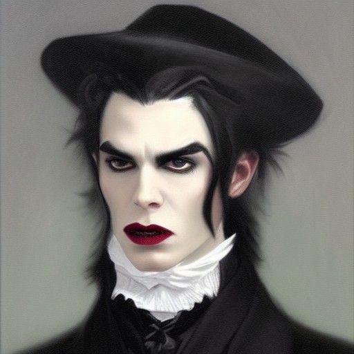 Handsome Vampire King Portrait in Oil Painting Style