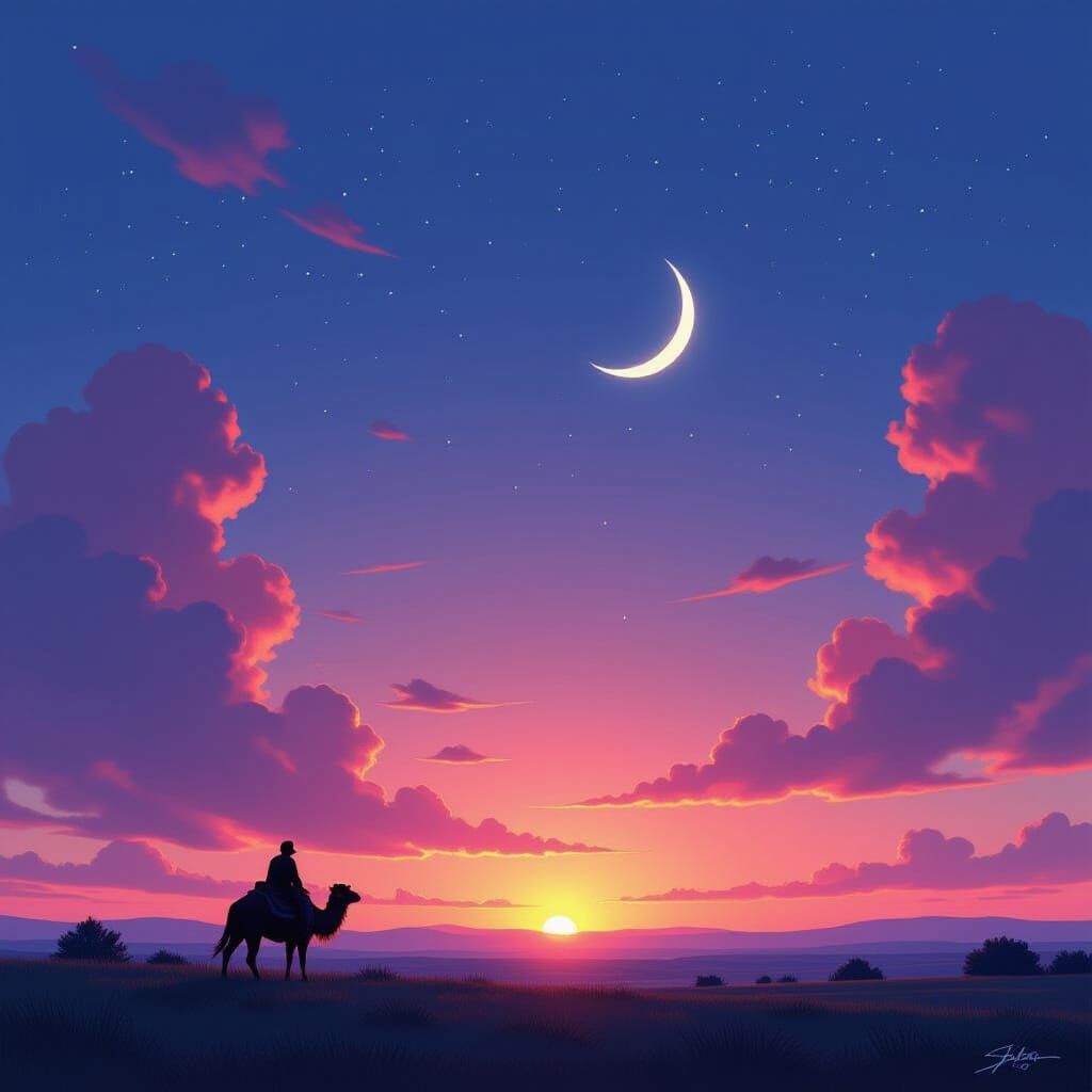 Morningstar and Eveningstar in Vibrant Sky