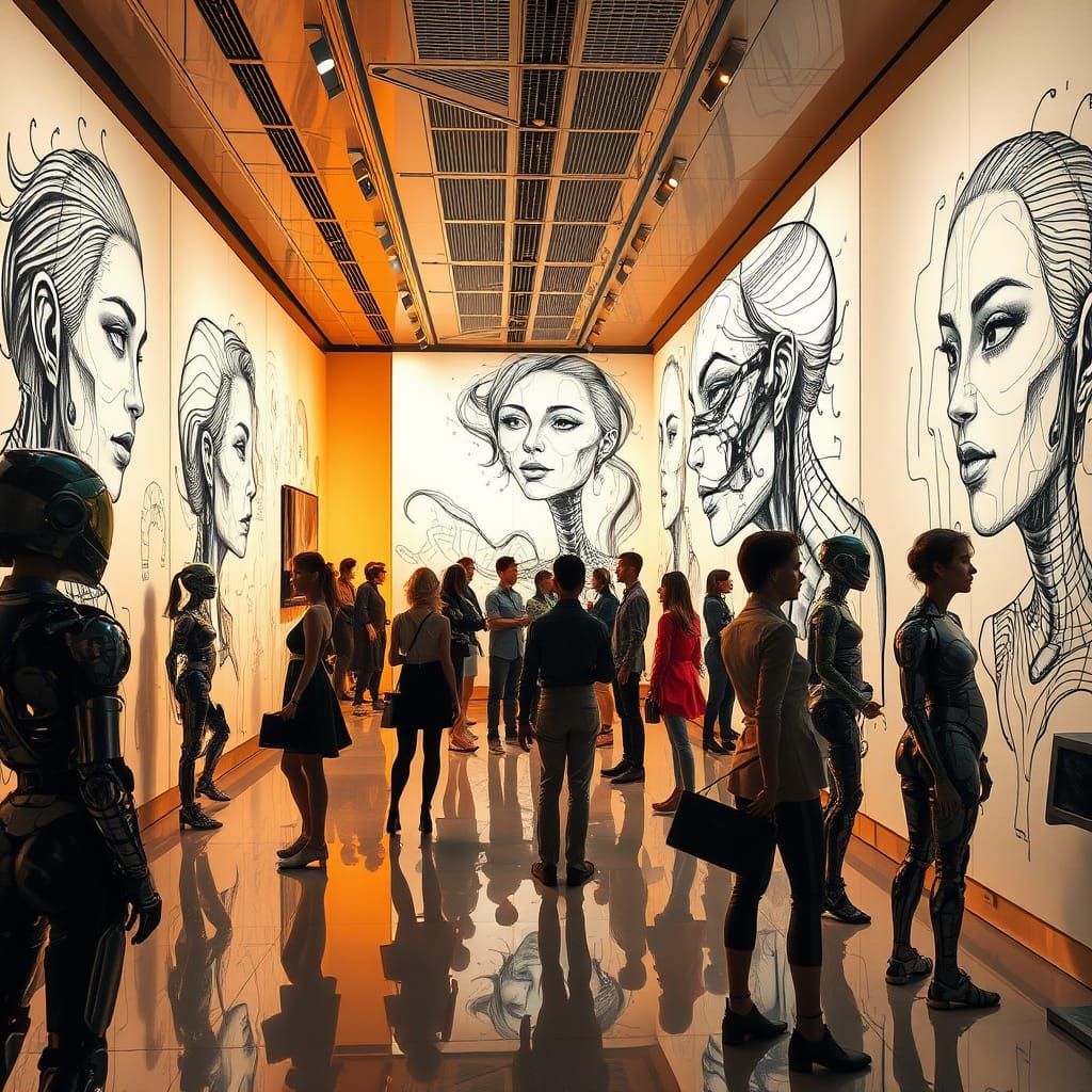 Cyborgs in a Surreal, Fractured Art Gallery