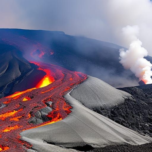 Volcanic Eruption: River of Molten Lava