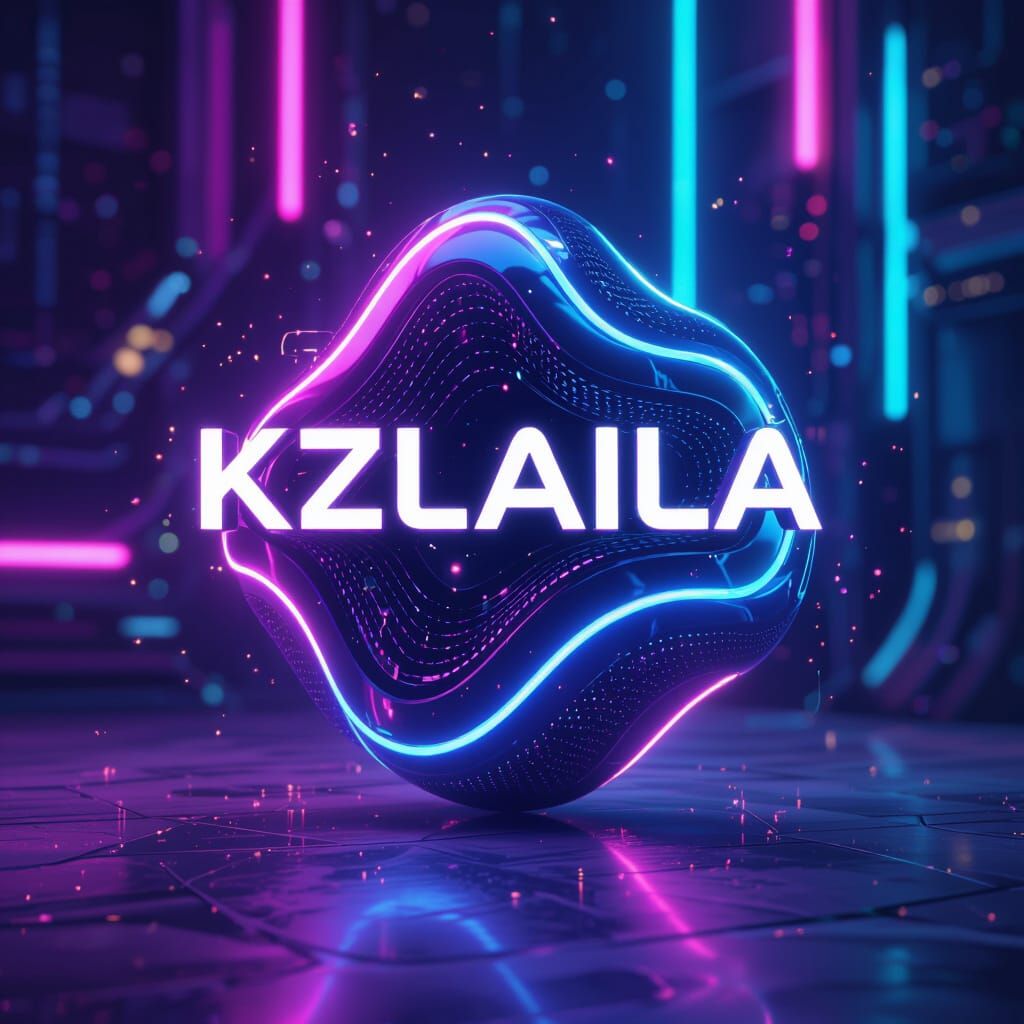 Futuristic KZLaila Software Logo with Neon Lights