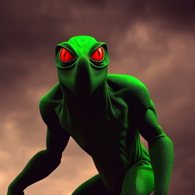 Scary Lizard Man in Gothic Horror Style