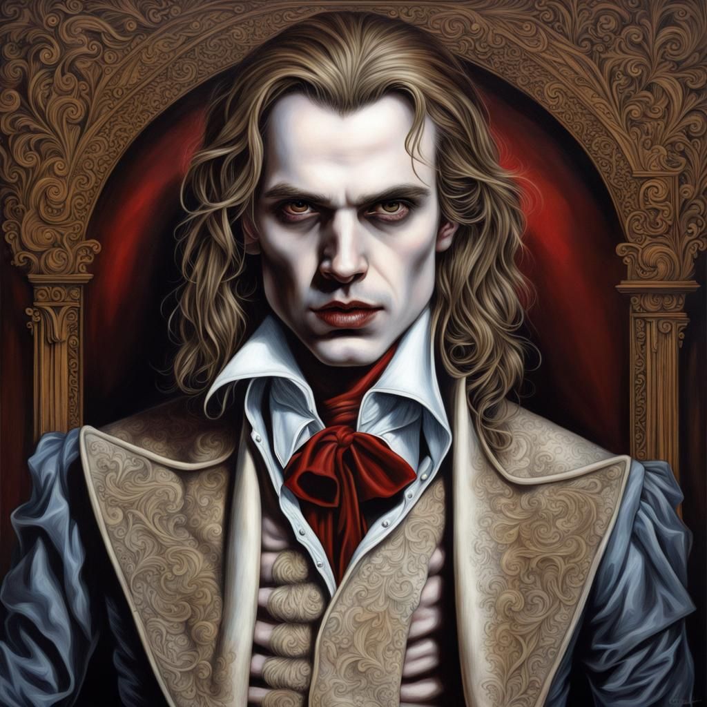 Hyperrealistic Portrait of Vampire Lestat with Intricate Det...