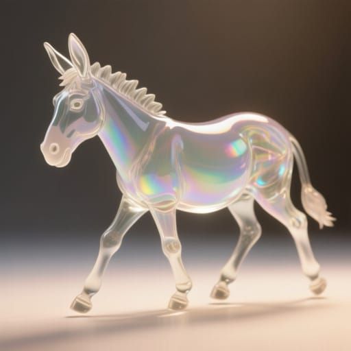 Glass Blown Donkey in Hyperrealistic Style