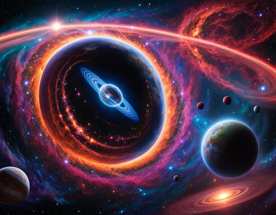 Holographic Alien in Space, Pointillist Style