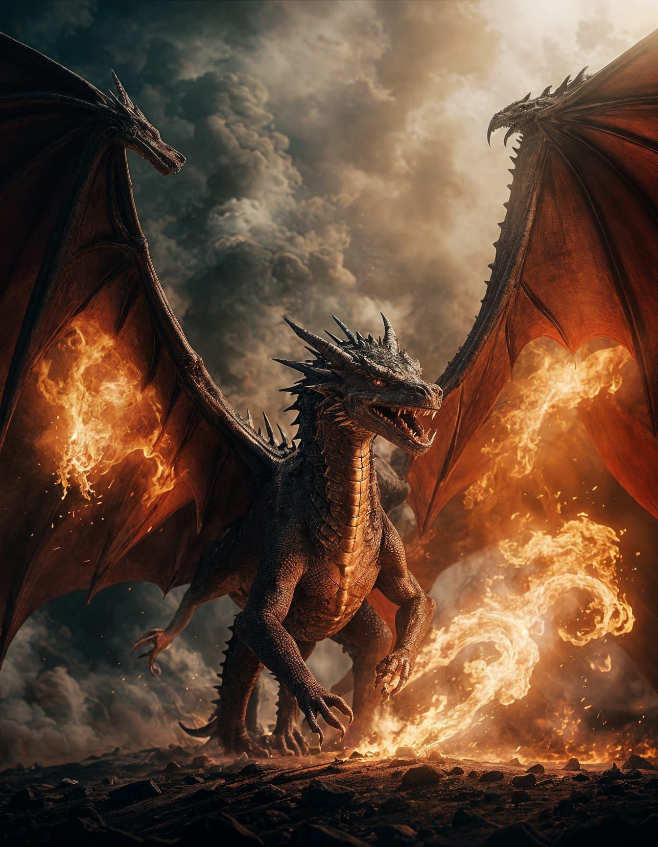 Fierce Dragon Unleashes Fire Breath in Cinematic Style