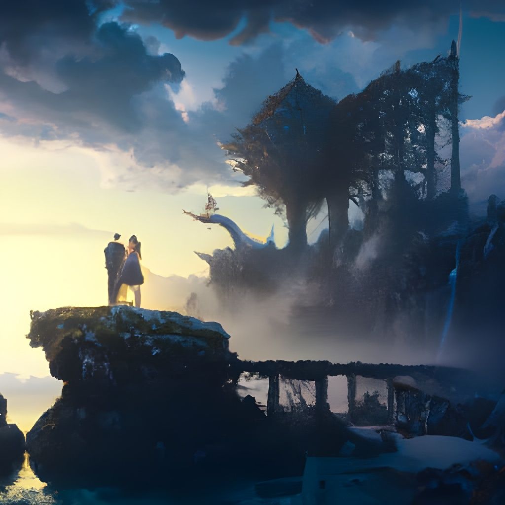 Soulmates in a Fantastical Digital Painting
