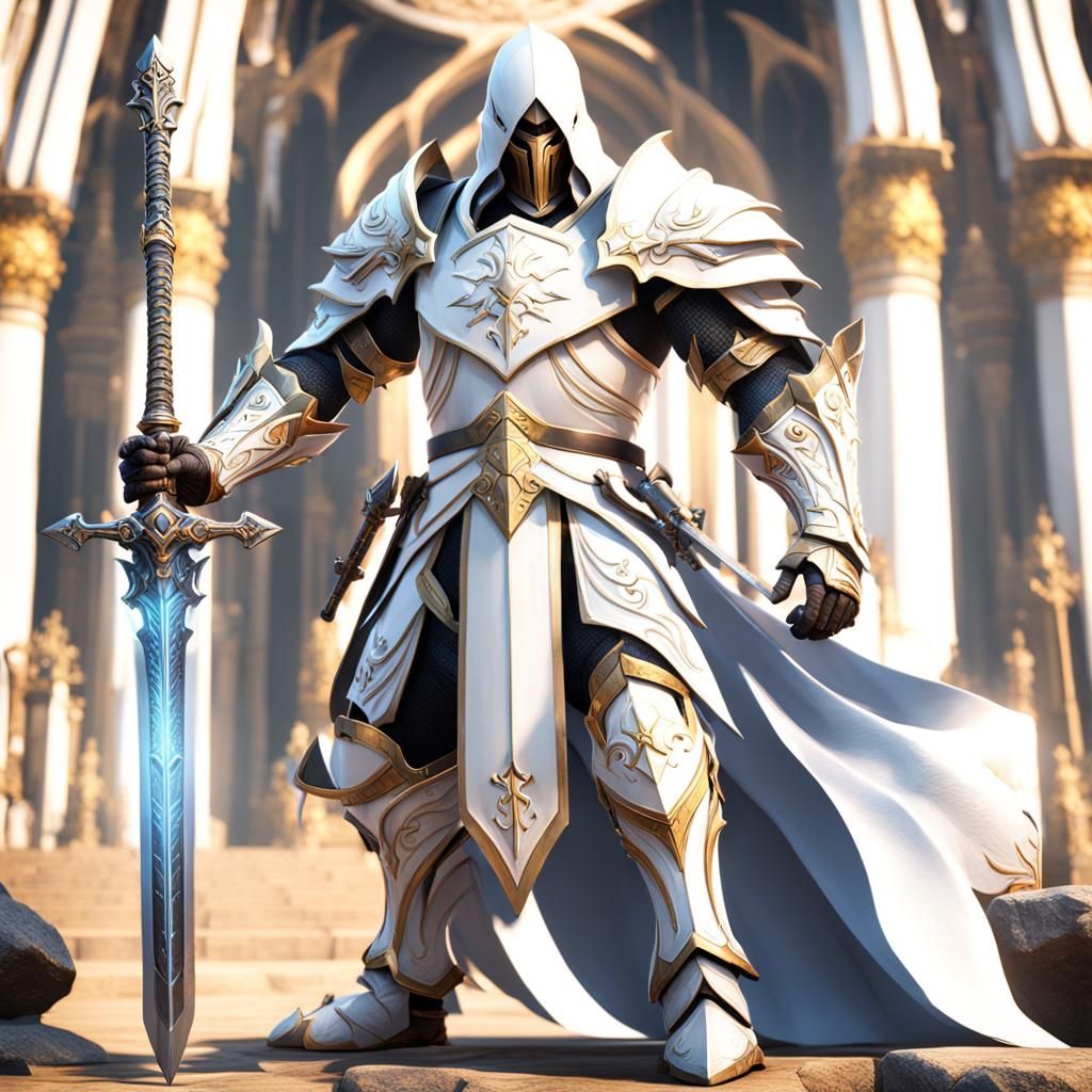 Detailed Paladin with Swords: Fantasy Concept Art
