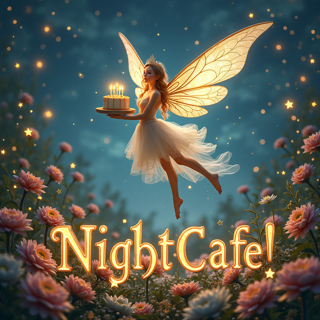 Ethereal Fairy Gliding Through a Magical Night Sky