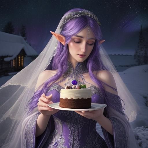 Ethereal Elven Bride with Chocolate Cake