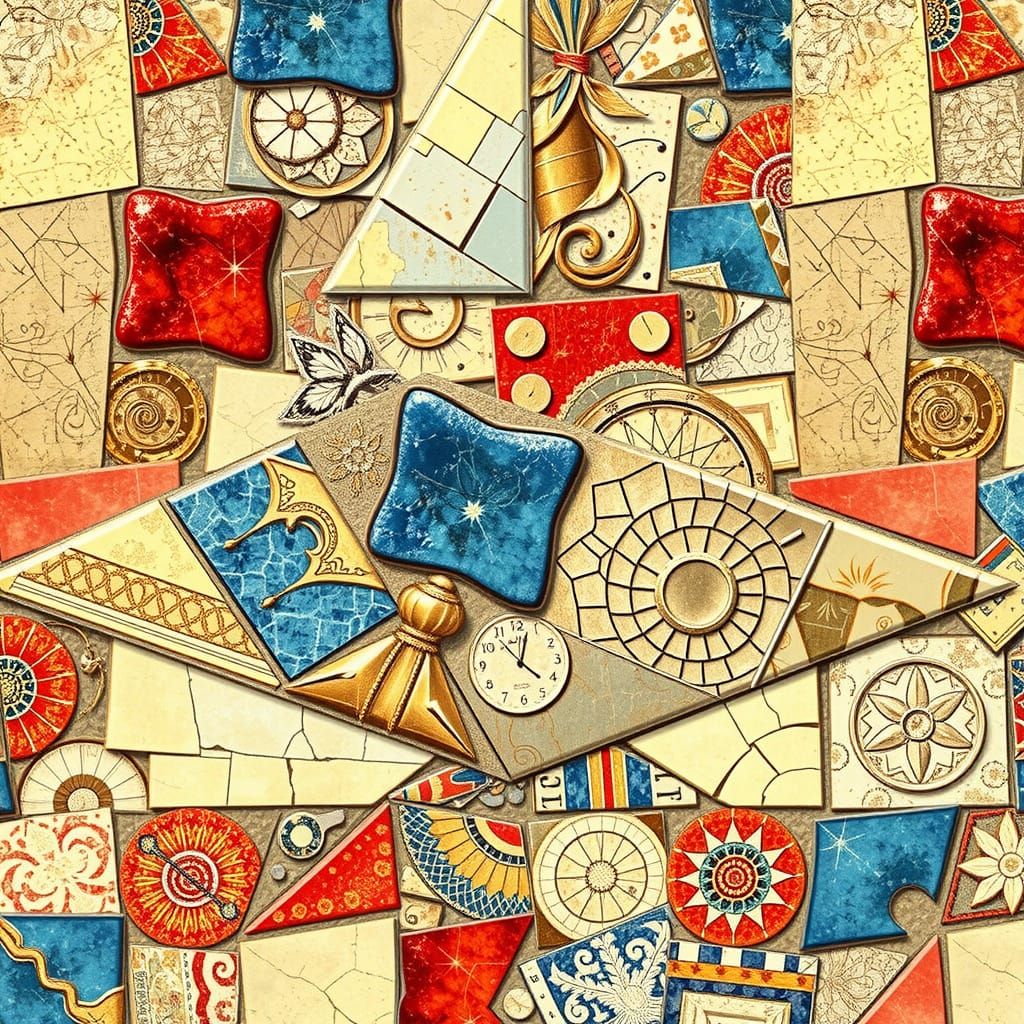 Photorealistic 3D Mosaic Triangle in Hyper-Realistic Style