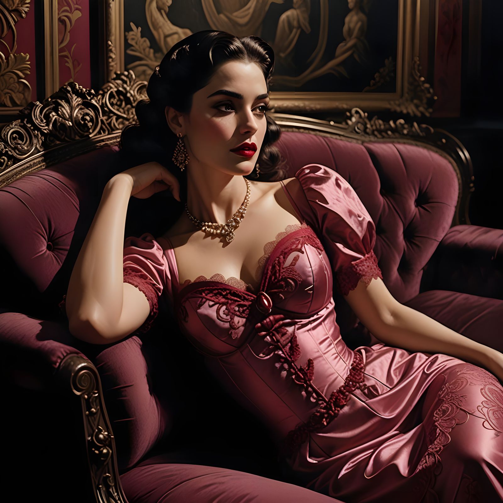 Sultry Italian Pin-Up Girl in Vintage Style