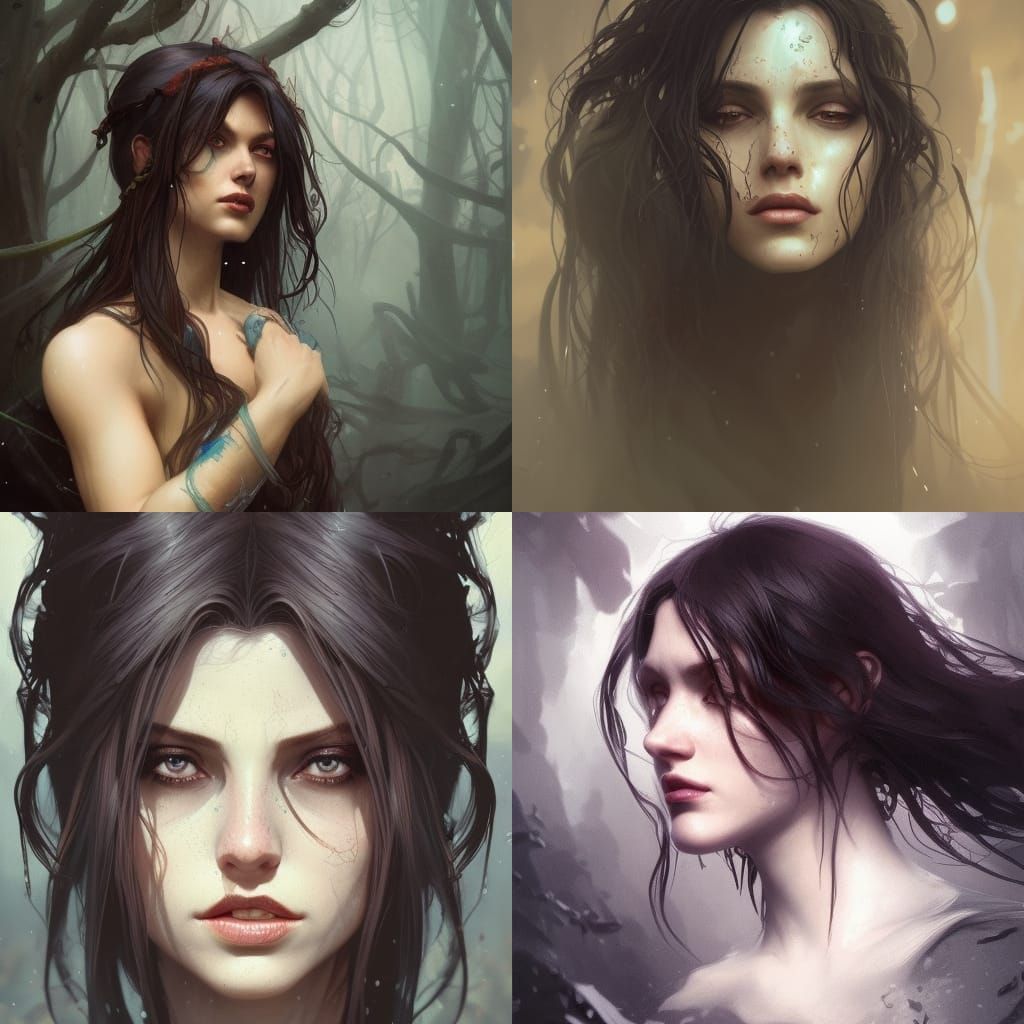 Swamp Witch Portrait in Hyperdetailed Style