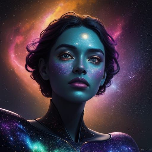 Astral Voyager in Hyperrealistic Splash Art