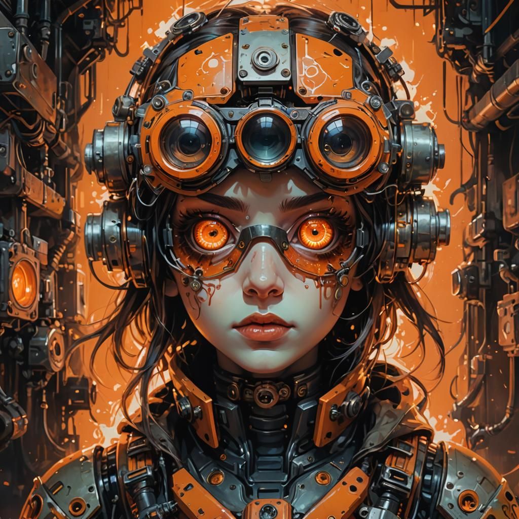 Woman with Goggles: Digital Art in Fantasy Style