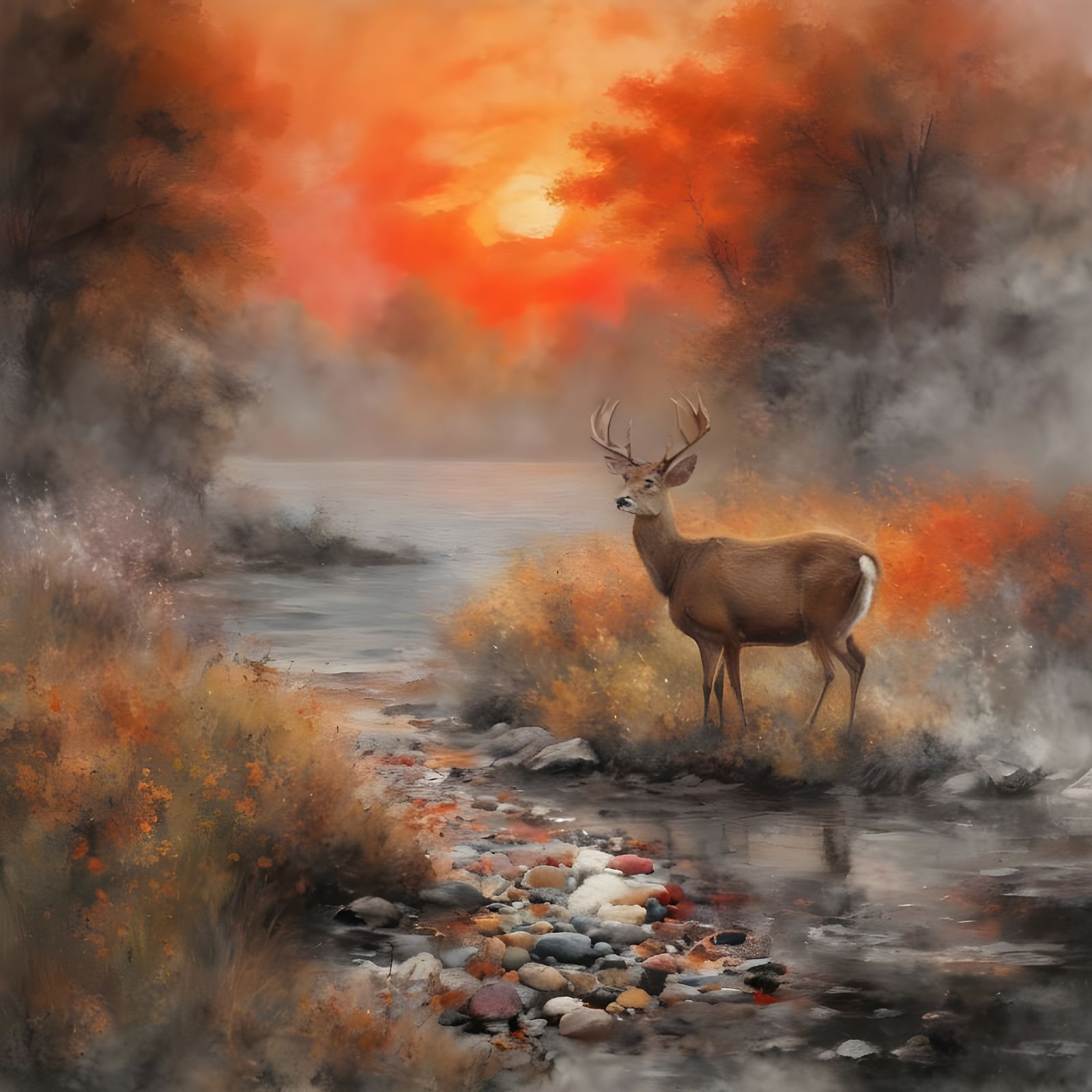 Majestic Deer in Sunlit Haze