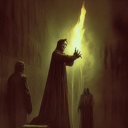 Salem Witch Trials Burning in Dark Horror Art