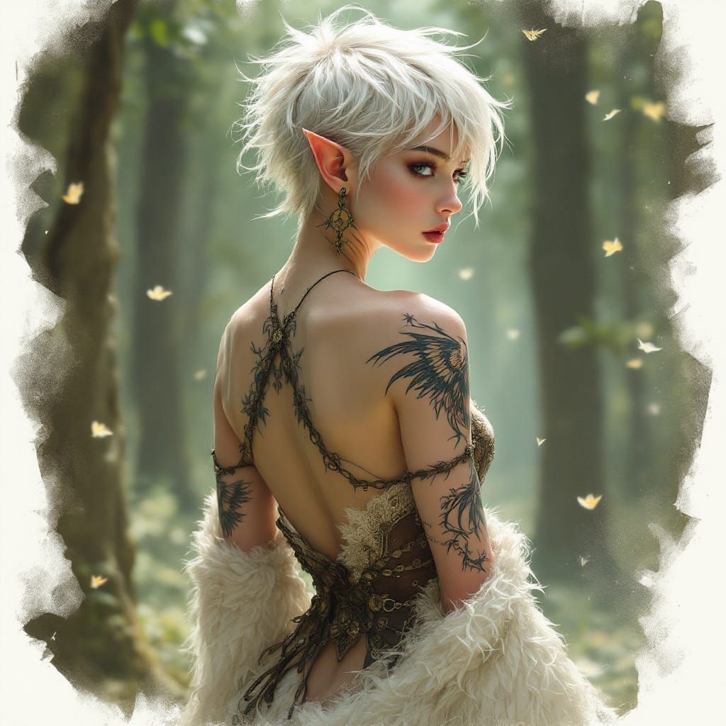 Fantasy Elf in Post-Apocalyptic Background