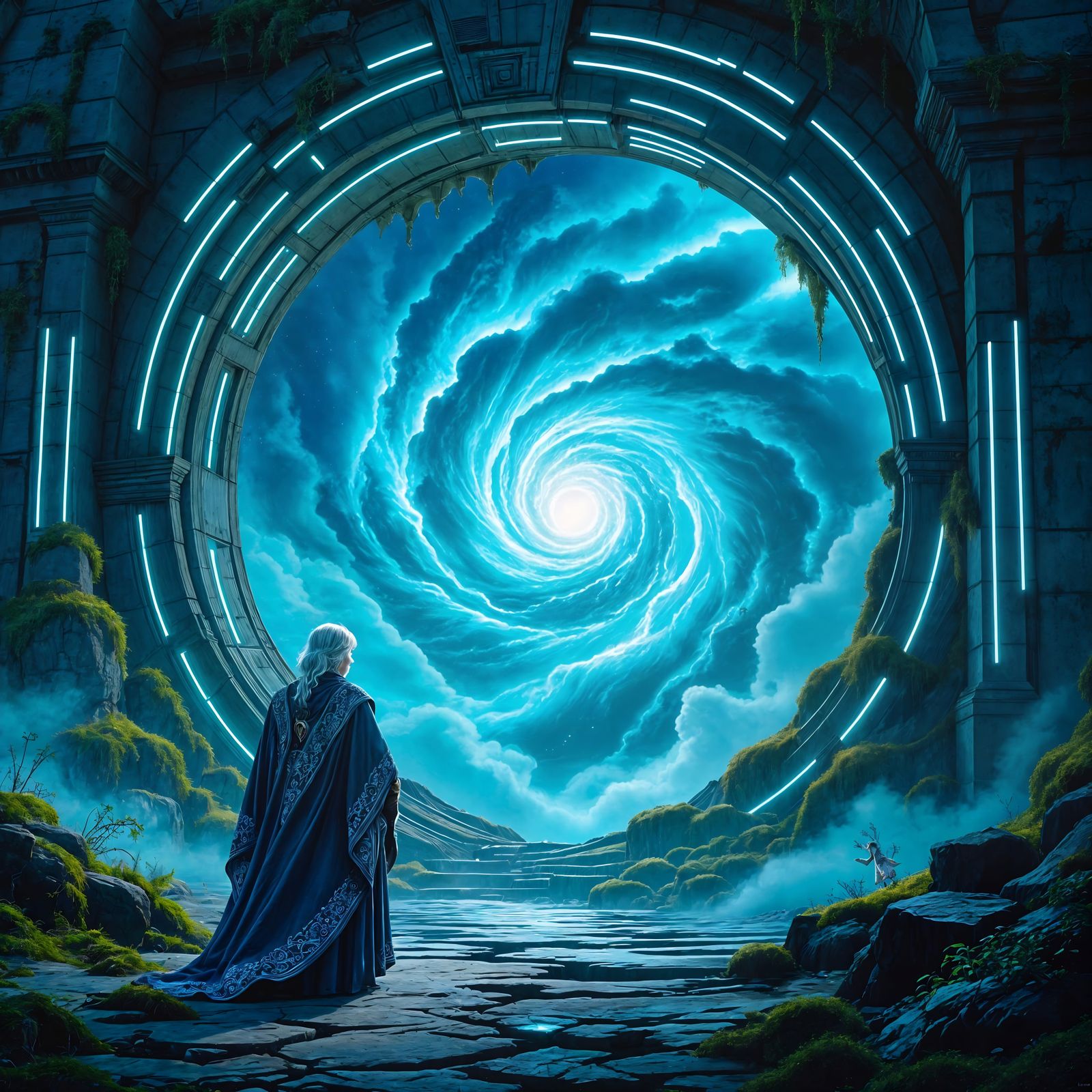 Bioluminescent Portal Scene in Epic Fantasy Style