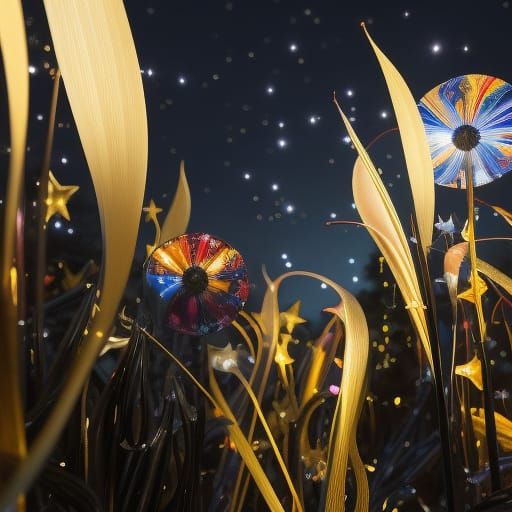 Glowing Starry Night Sky in 3D Digital Art